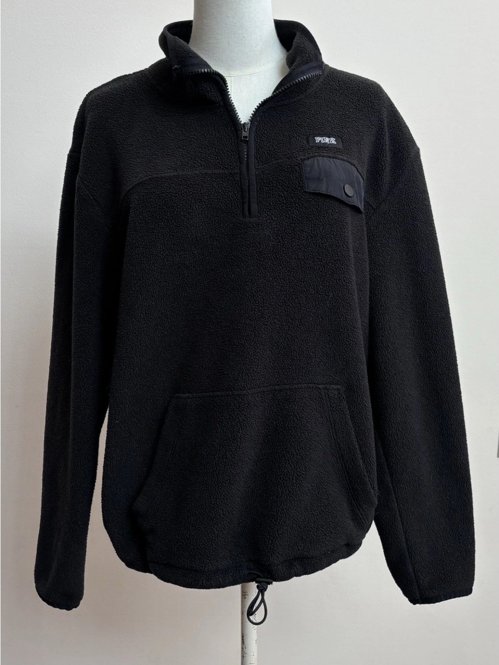 PINK Victoria's Secret Black Half-Zip Fleece Pullover
